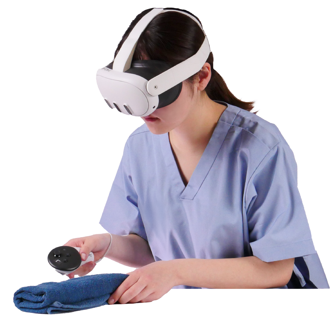 採血VRを使用する医療従事者